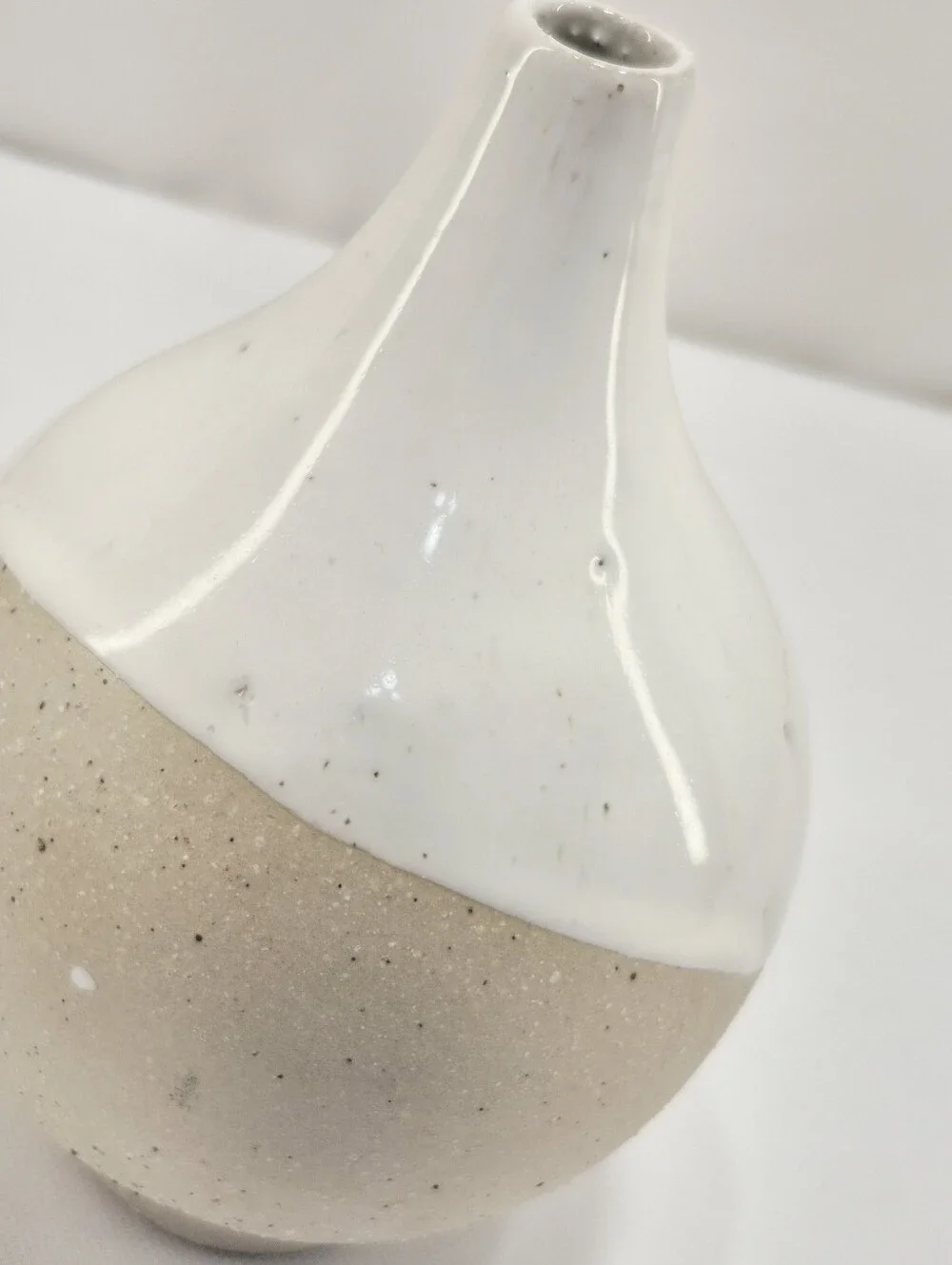 West Elm Half Dipped White Stoneware Small Bud Vase
